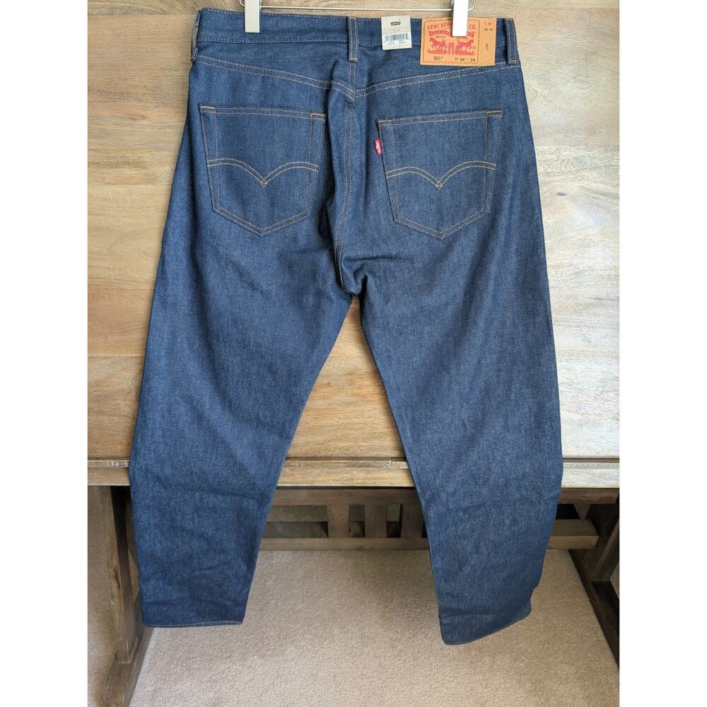 NWT Levi's 501 Original Shrink-To-Fit Jeans Mens 34x34 Blue Denim Straight Leg - Picture 2 of 8